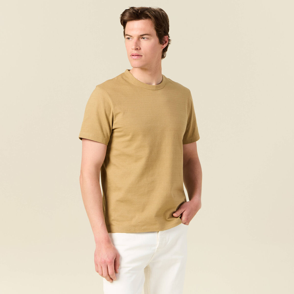 T-shirt manches courtes beige homme