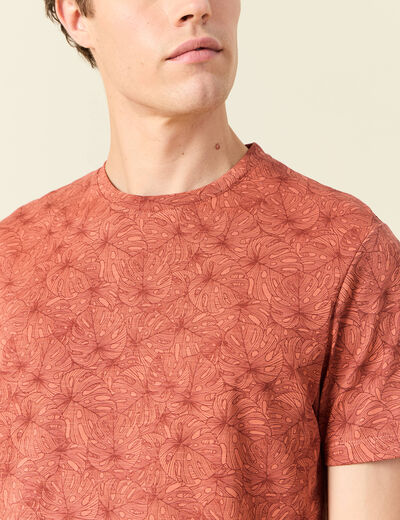 T-shirt manches courtes marron cognac homme