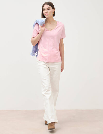 T-shirt manches courtes rose clair femme