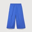 Pantalon large taille haute 3/4 en coton bleu electrique femme