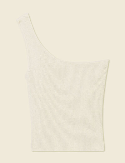 Pull asymétrique creme femme