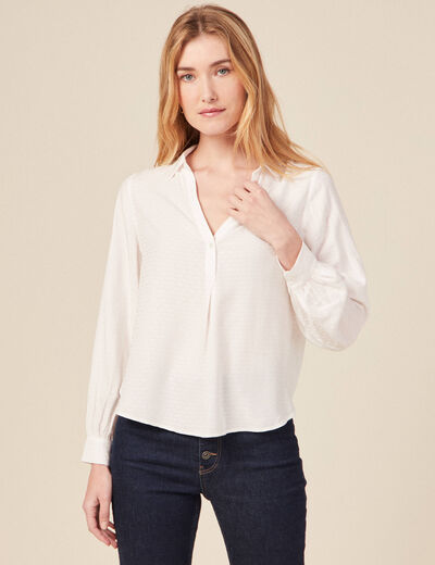Blouse manches longues ecru femme