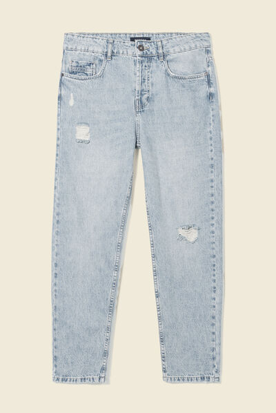 Jeans tapered destroy denim used homme