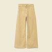 Jeans large ray&eacute; taille haute 7/8&egrave;me beige femme