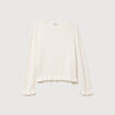 Pull ajour&eacute; col rond manches longues ecru femme