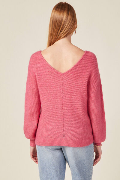 Pull manches longues 2-en-1 terracotta femme