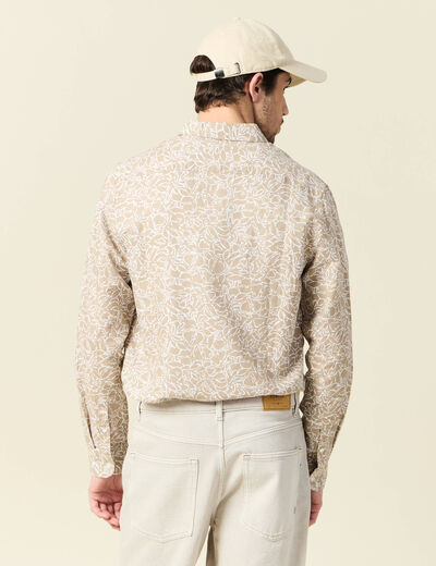 Chemise manches longues beige homme