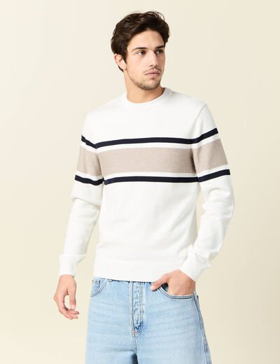 Pull manches longues ecru homme