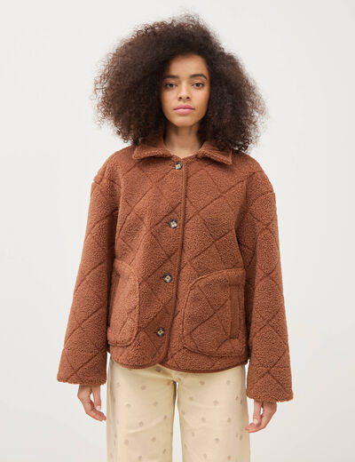 Blouson bouclette marron clair femme