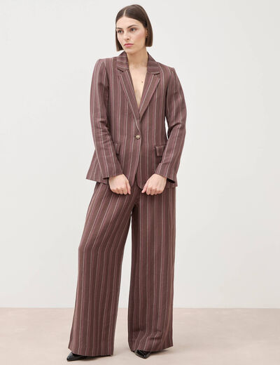 Veste blazer manches longues marron chocolat femme