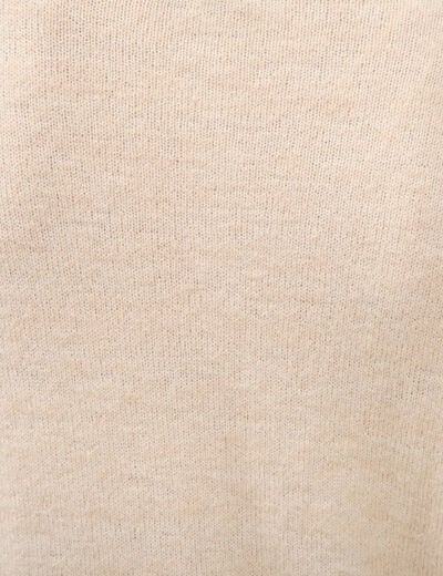 Gilet droit col rond manches longues creme femme
