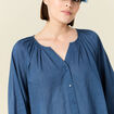 Blouse manches longues bleu foncé femme