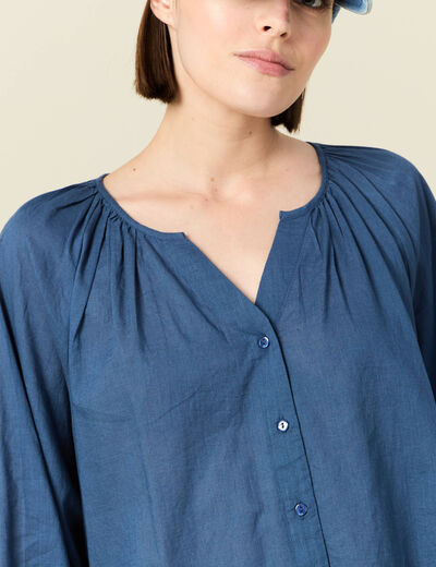 Blouse manches longues bleu foncé femme