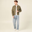 Blouson droit boutonné vert kaki homme