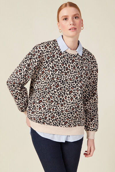 Sweat manches longues marron clair femme