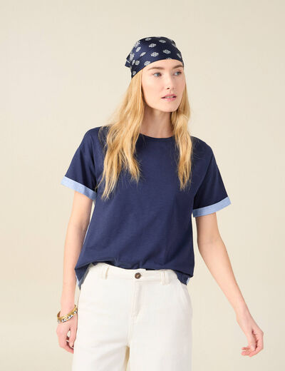 T-shirt manches courtes bleu marine femme