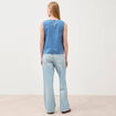 Top en jeans sans manches col rond bleu clair femme