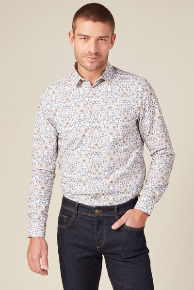 Chemise à manches longues blanc homme