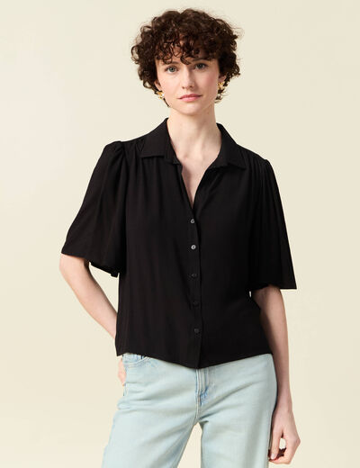 Chemise manches courtes noir femme