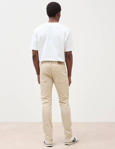 Jeans slim 5 poches denim beige homme