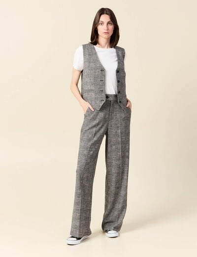 Gilet ajust&eacute; sans manches doubl&eacute; noir femme