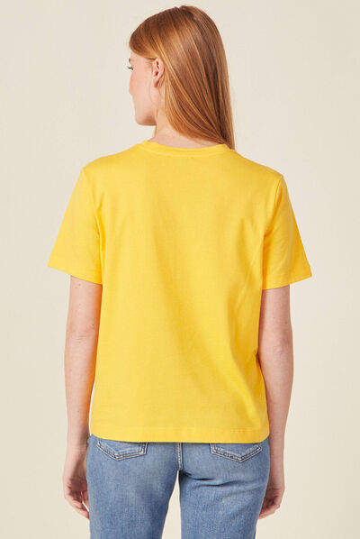 T-shirt manches courtes jaune or femme