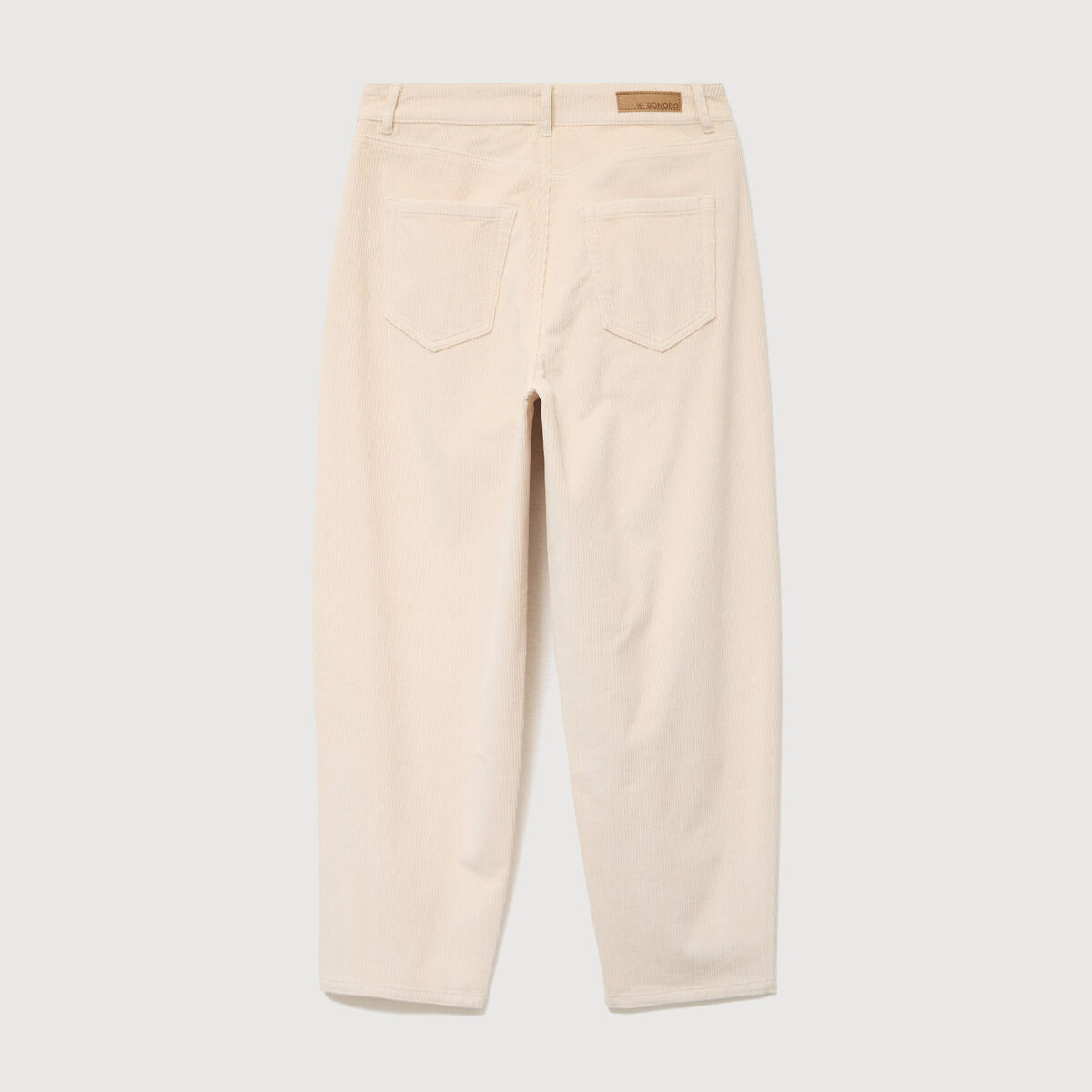 Pantalon barrel taille haute velours ivoire femme