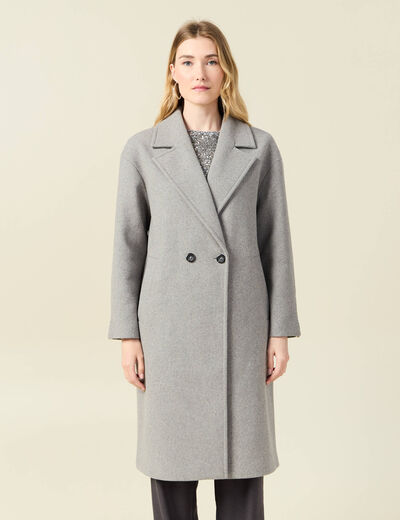 Manteau oversize long gris femme
