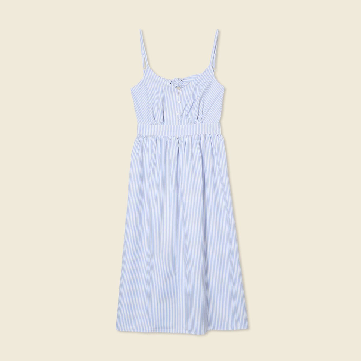 Robe longue trapèze bleu ciel femme