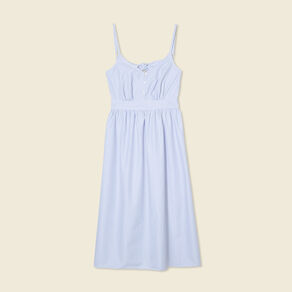 Robe longue trapèze bleu ciel femme