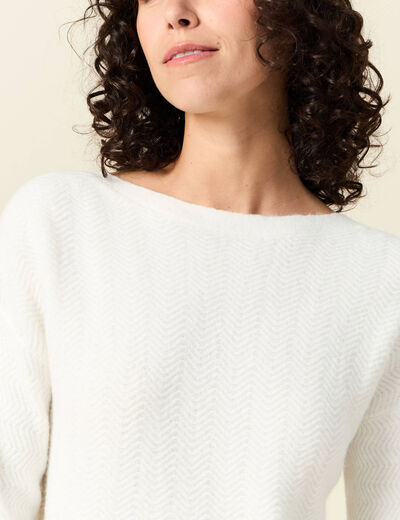Pull manches longues ecru femme