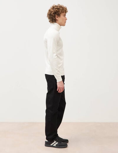 Pull fin col montant manches longues ecru homme