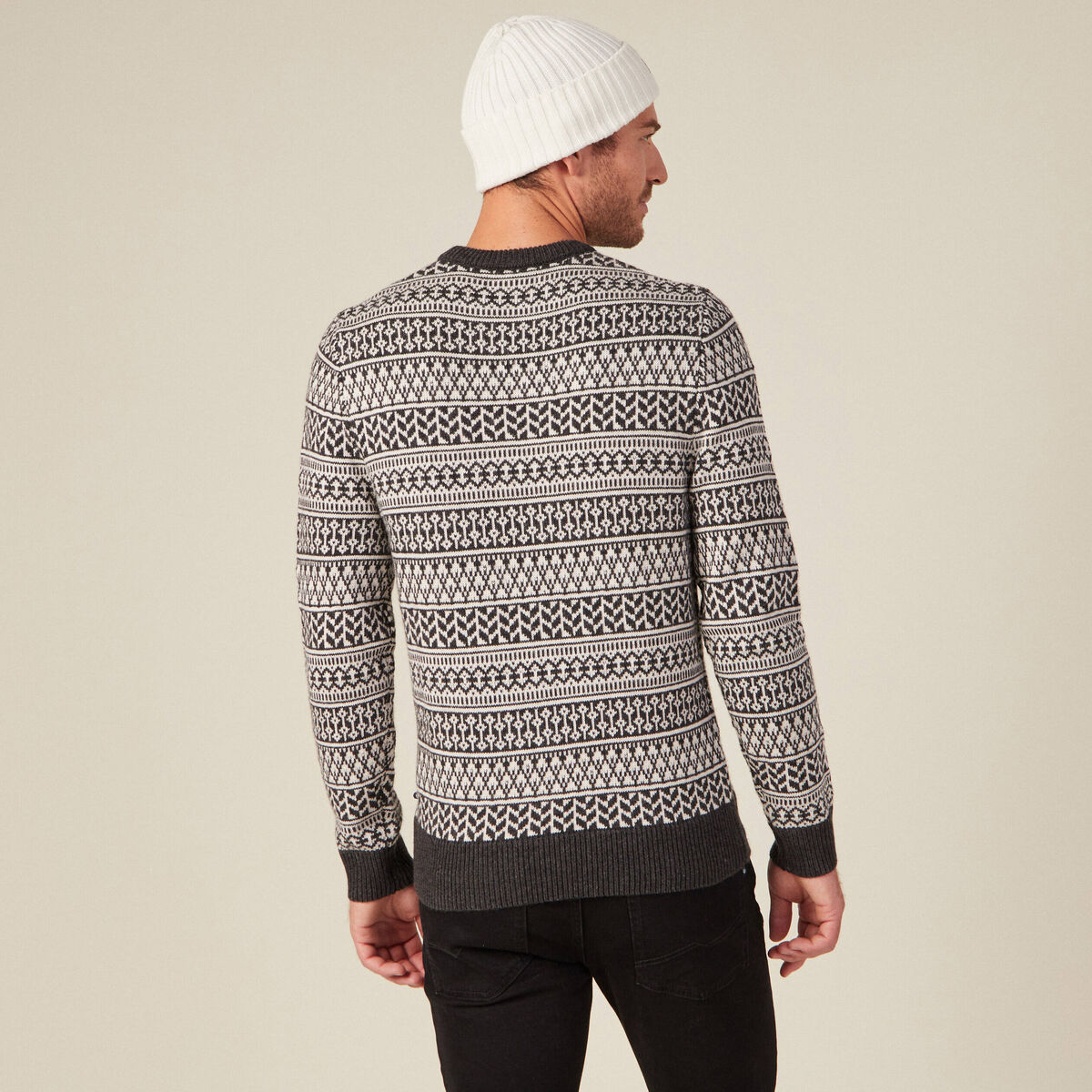 Pull manches longues ecru homme