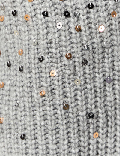 Gilet boutonné à sequins gris femme