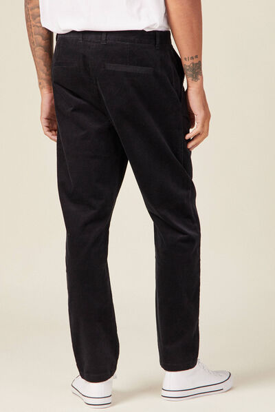 Pantalon chino tapered velours noir homme