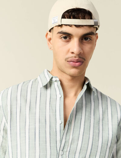 Chemise manches courtes vert olive homme