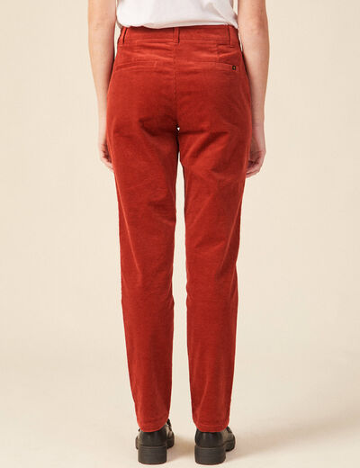 Pantalon chino velours côtelé rouge foncé femme
