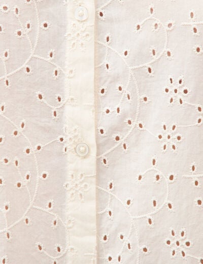 Chemise en coton manches coude creme femme