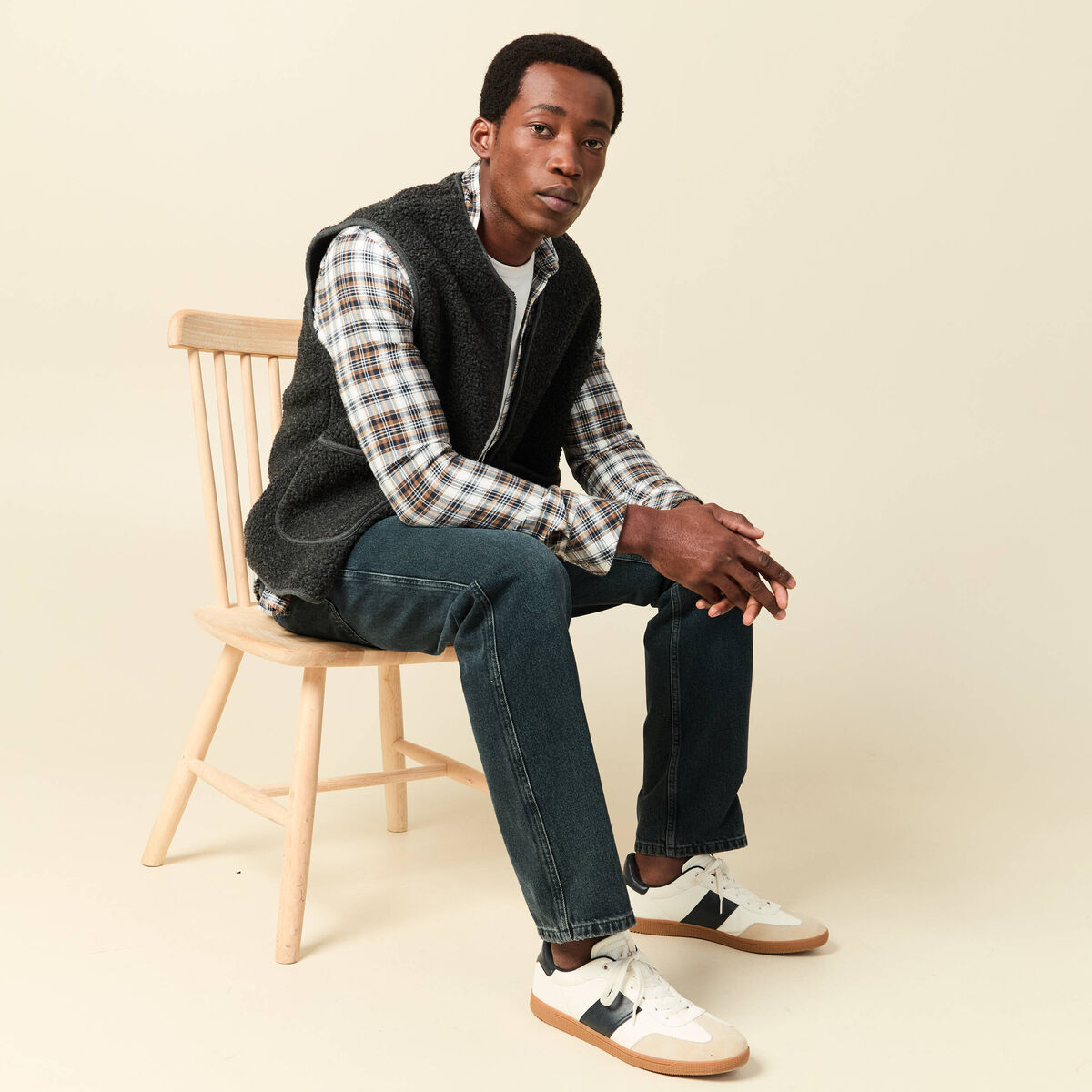 Jeans regular longueur 32 en coton bleu homme