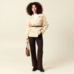 Pantalon large taille haute en jeans marron cognac femme