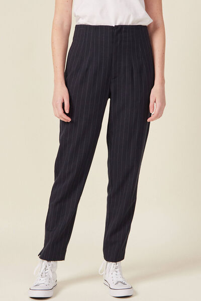 Pantalon cigarette bleu femme