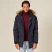 Parka droite à capuche bleu foncé homme