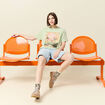 T-shirt oversize mi-long col rond vert clair femme