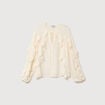 Chemise manches longues col rond ivoire femme
