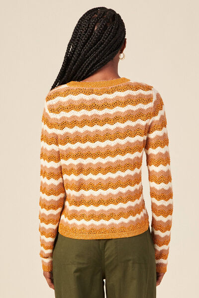 Pull ajouré éco-responsable rouge foncé femme