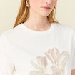 T-shirt manches courtes brodé creme femme