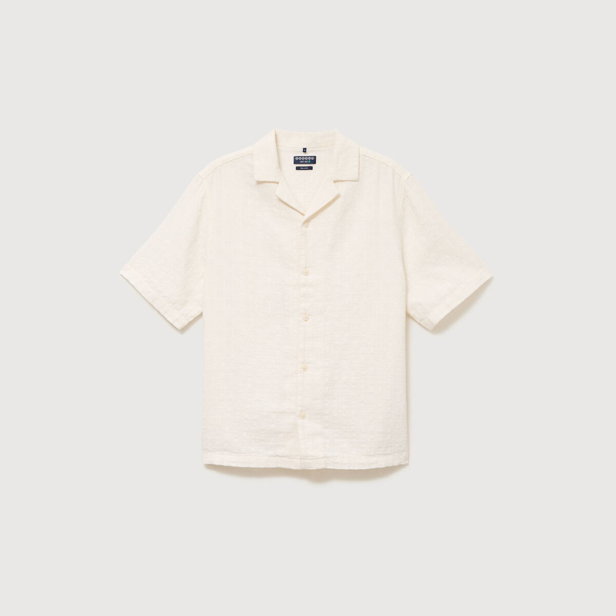 Col boyfriend manches courtes en coton ecru homme