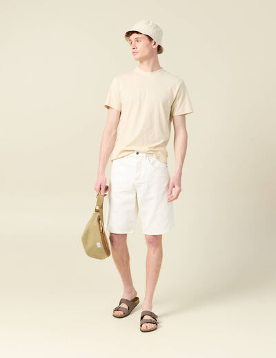 Short straight en jean denim blanc homme