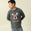 Pull col rond manches longues gris fonc&eacute; homme