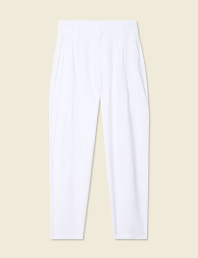 Pantalon slouchy taille haute blanc femme